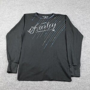 Hurley Shirt Kids XL Black Long Sleeve Thermal Waffle Knit Script Logo